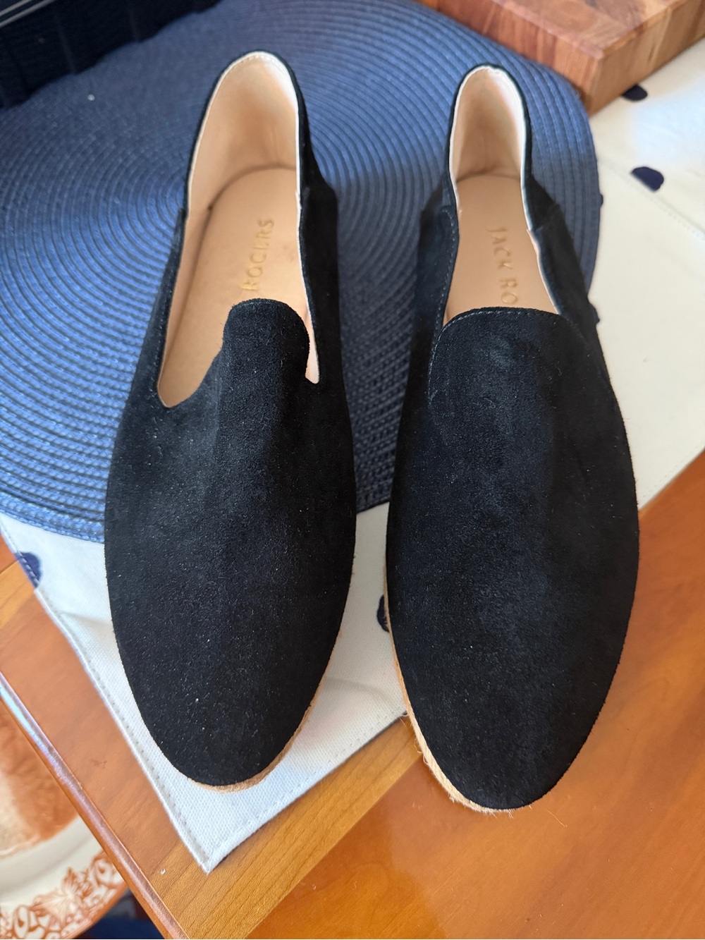 Jack Rogers Black Suede Flats with Tan Insole